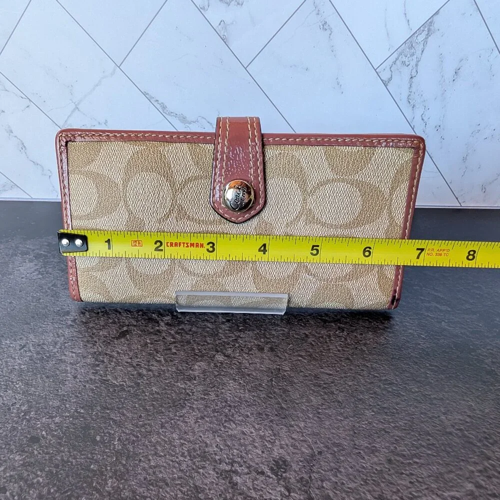 Coach Signature Canvas & Leather Snap Wallet – Pink/Brown - Picture 10 of 11